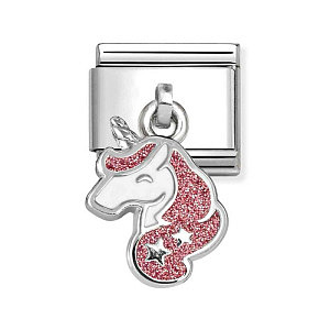 Silvershine Charms Daily Life, Licorne, Blanc / Rose