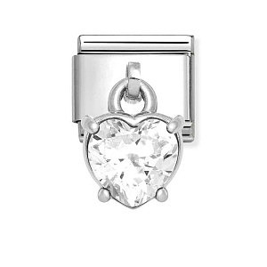 Silvershine Charm, Cuore, CZ bianco