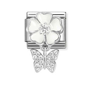 Silvershine Charm Simboli, Fiore bianco, Farfalla