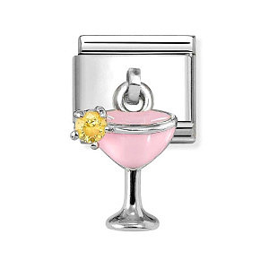 Silvershine Charms Simboli, Cocktail, CZ giallo