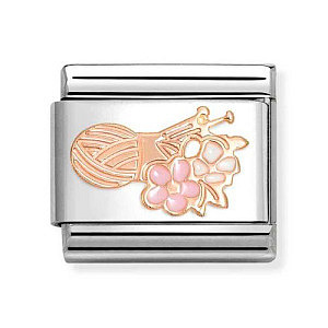 Rosegold Symbole, Wollknäuel mit Blumen