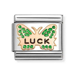 Rosegold Symbole, Schmetterling grün, Luck