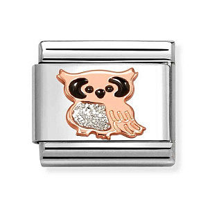 Rosegold Simboli, Gufo, Glitter nero / bianco