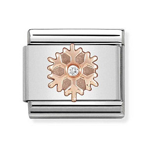Rosegold Simboli, Fiocco de neve, CZ bianco