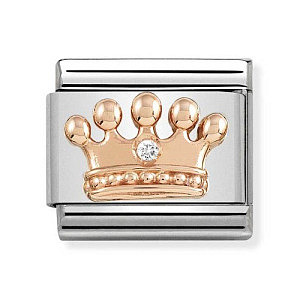 Rosegold Symbole, Krone, CZ weiss