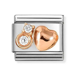 Rosegold Simboli, Cuore, CZ bianco