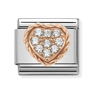 Rosegold Pave, Herz, CZ weiss