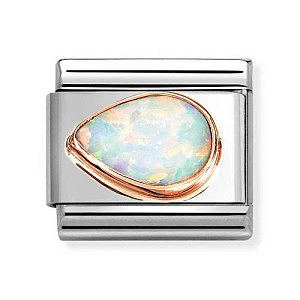 Rosegold Pierre Facettes, Goutte à gauche, Opale blanc