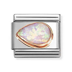 Rosegold Pierre Facettes, Goutte à gauche, Opale rose