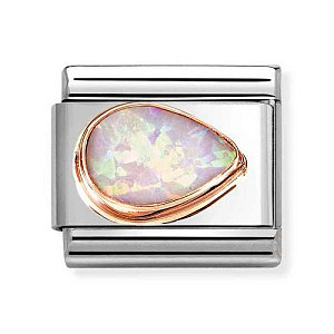 Rosegold Pierre Facettes, Goutte à droite, Opale rose
