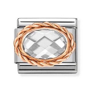 Rosegold CZ Facettiert, Weiss
