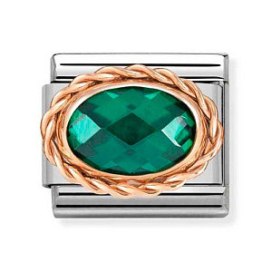 Rosegold CZ Facettiert, Smaragdgrün