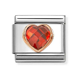 Rosegold CZ Sfaccettato, Cuore, CZ rosso