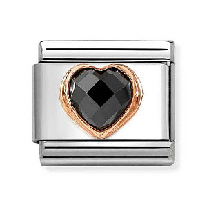 Rosegold CZ Sfaccettato, Cuore, CZ nero