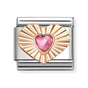Rosegold Stein Facettiert, Herz diamantiert, CZ rosa