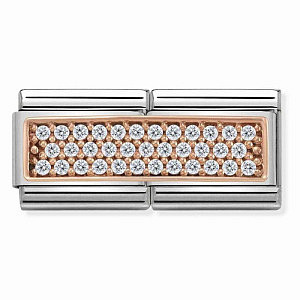 Rosegold Double Pave, Weiss