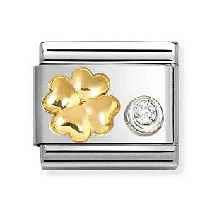Gold&Silver Symbole, Kleeblatt, CZ weiss