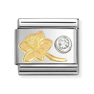 Gold&Silver Symbole, Narzisse, CZ weiss