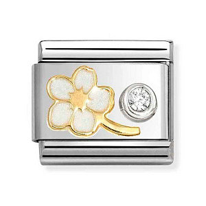Gold&Silver Simboli, Miosotis bianco, CZ bianco