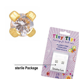TinyTips, Mini Tiffany mit Cubic Zirconia, 2 mm, Chirurgenstahl vergoldet