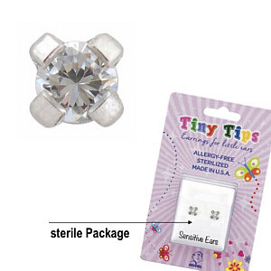 TinyTips, Mini Tiffany mit Cubic Zirconia, 2 mm, Chirurgenstahl weiss