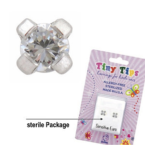 TinyTips, Cubic Zirconia griffé, 3 mm, Acier chirurgical blanc