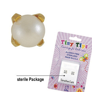 TinyTips, Tiffany Perla, 4 mm, Acciaio chirurgico placcato oro