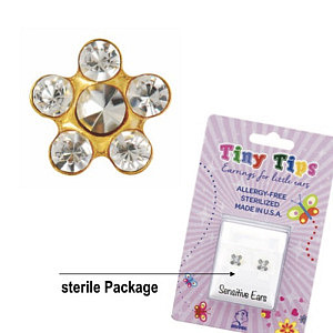 TinyTips, Daisy Kristall, 5 mm, Chirurgenstahl vergoldet