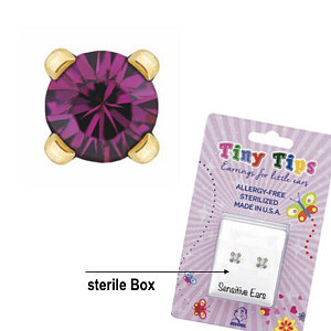 TinyTips, Améthyste griffé, 3 mm, Acier chirurgical plaqué or