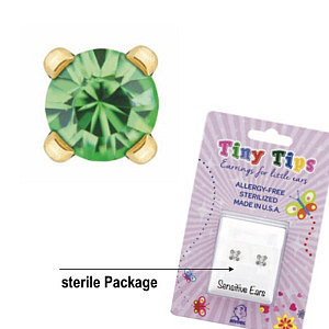 TinyTips, Péridot griffé, 3 mm, Acier chirurgical plaqué or