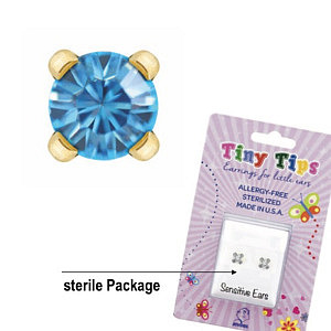 TinyTips, Aigue-marine griffée, 3 mm, Acier chirurgical plaqué or