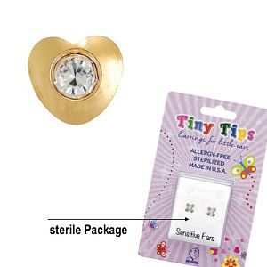 TinyTips, Herz Kristall, 4 mm, Chirurgenstahl vergoldet