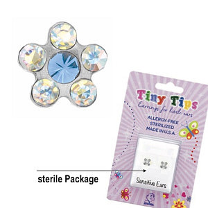 TinyTips, Daisy Kristall irisierend-Aquamarin, 5 mm, Chirurgenstahl weiss