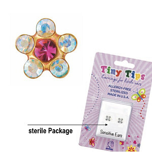 TinyTips, Daisy Kristall irisierend-Rosa, 5 mm, Chirurgenstahl vergoldet