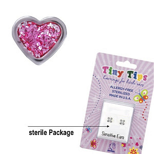 TinyTips, Herz Glitter pink, 6 mm, Chirurgenstahl weiss