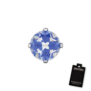 Tiffany Cubic Zirconia Neon Blau, 5 mm, Stein 4 mm, Chirurgenstahl weiss
