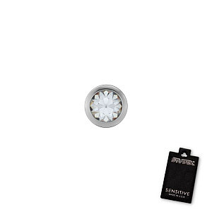 Mini Bezel mit Kristall, 3 mm, Stein 2 mm, Chirurgenstahl weiss