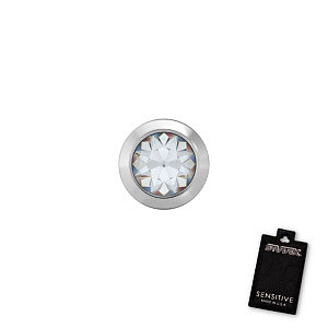 Bezel mit Kristall, 4 mm, Stein 3 mm, Chirurgenstahl weiss
