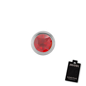 Bezel mit Kristall rot, 4 mm, Stein 3 mm, Chirurgenstahl weiss