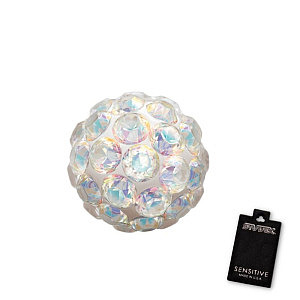 Fireball irisierender Kristall, 6 mm, Chirurgenstahl weiss