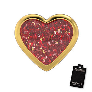 Herz Glitter rot, 7 mm, Chirurgenstahl vergoldet
