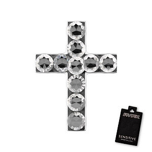 Kreuz Kristall, 9 mm, Chirurgenstahl weiss