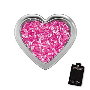 Herz Glitter pink, 7 mm, Chirurgenstahl weiss