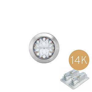 Bezel mit Kristall, 4 mm, Stein 3 mm, 14K Gold weiss rhodiniert