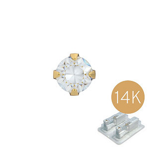 Tiffany mit Cubic Zirconia, 4 mm, Stein 3 mm, 14K Gelbgold