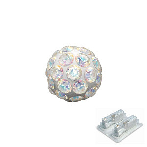 Fireball irisierender Kristall, 4.5 mm, Chirurgenstahl weiss