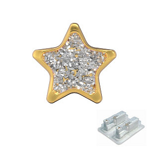 Stern Glitter weiss, 6.5 mm, Chirurgenstahl vergoldet