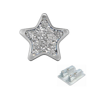 Stern Glitter weiss, 6.5 mm, Chirurgenstahl weiss