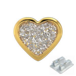 Herz Glitter weiss, 7 mm, Chirurgenstahl vergoldet