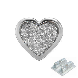 Herz Glitter weiss, 7 mm, Chirurgenstahl weiss
